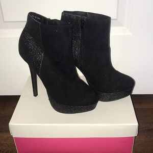 Glitter Black Heeled Booties